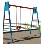 Professional Double Garden Swing Set - Heavy-Duty Outdoor Metal Swing Frame - crowna