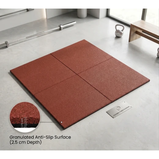 Heavy-Duty Interlocking Rubber Floor Tiles | 50x50x2.5 cm (1 sq m Pack) Heavy-Duty Interlocking Rubber Floor Tiles | 50x50x2.5 cm (1 sq m Pack)