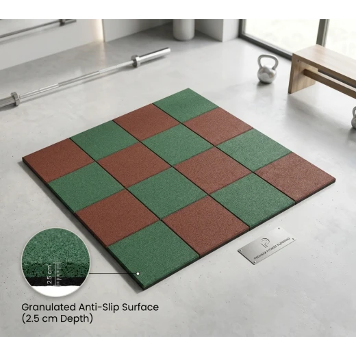 Heavy-Duty Interlocking Rubber Floor Tiles | 50x50x2.5 cm (1 sq m Pack) - crowna - Image 3
