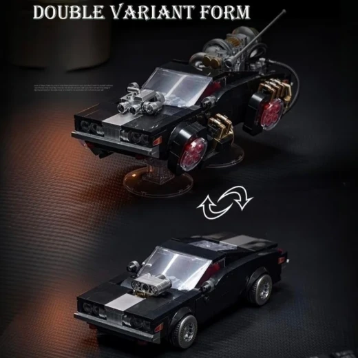 Back to Future "Shadow Sprinter" 2-in-1 Time Machine Flying Muscle Car Building Block Set (582 Pcs) with Container Display Garage Case | Sci-Fi Cyberpunk Vehicle DIY Model Kit - My Dolly - Image 4