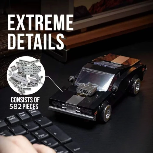 Back to Future "Shadow Sprinter" 2-in-1 Time Machine Flying Muscle Car Building Block Set (582 Pcs) with Container Display Garage Case | Sci-Fi Cyberpunk Vehicle DIY Model Kit - My Dolly - Image 6