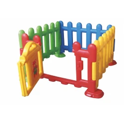 Children's 4-Panel Modular Picket Fence Playpen with Teddy Bear Safety Gate (110 x 110 x 65 cm) – Multi-Color Toddler Activity Play Yard & Safety Enclosure for Daycares, Playrooms, and Homes.