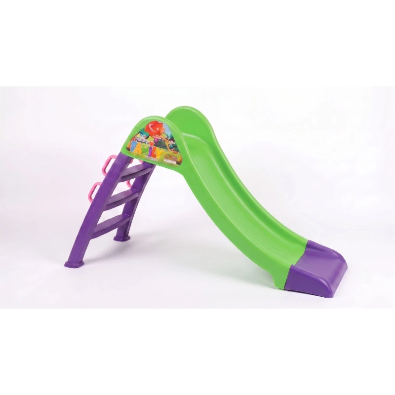 Vibrant Green & Purple Plastic Kids Freestanding Garden & Indoor Slide with Handles (128 × 42 × 78 cm) - crowna