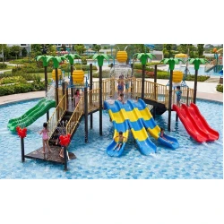 Commercial Beehive & Tropical Palm Tree Pool Water Playground Structure with 7 Slide Lanes & Splash Shower — Aqua Park Equipment (10.5m x 8.2m x 5.5m)