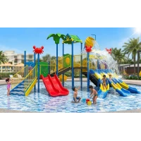 Commercial Multi-Level Water Park Play Structure with 6 Slide Lanes, Tipping Splash Bucket & Canopy — Aqua Playground Equipment (8.5m x 7.0m x 5.0m)