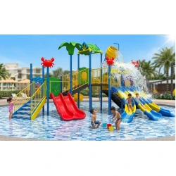 Commercial Multi-Level Water Park Play Structure with 6 Slide Lanes, Tipping Splash Bucket & Canopy — Aqua Playground Equipment (8.5m x 7.0m x 5.0m)