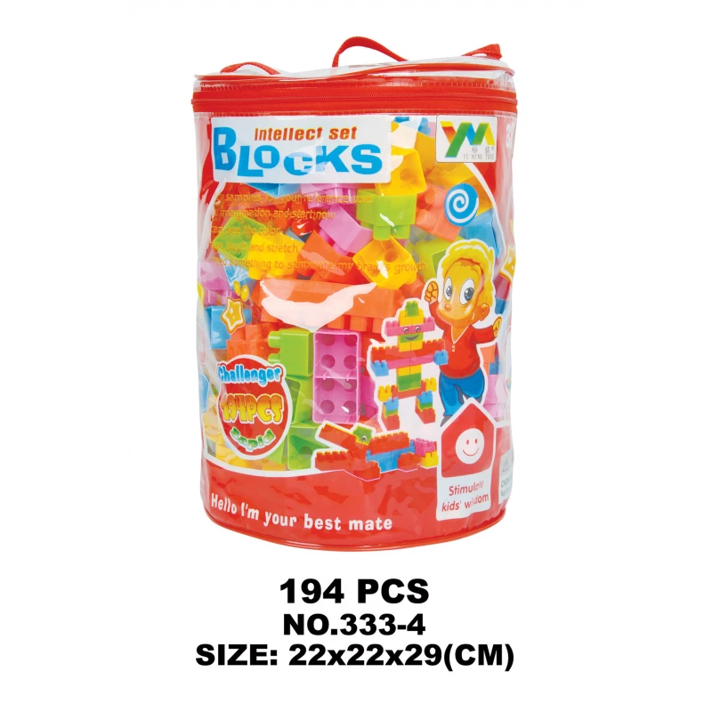 Intellect Set Building Blocks (333-4) - 194 PCS Challenger Large-Sized Blocks in Zipper Carry Bag - My Dolly