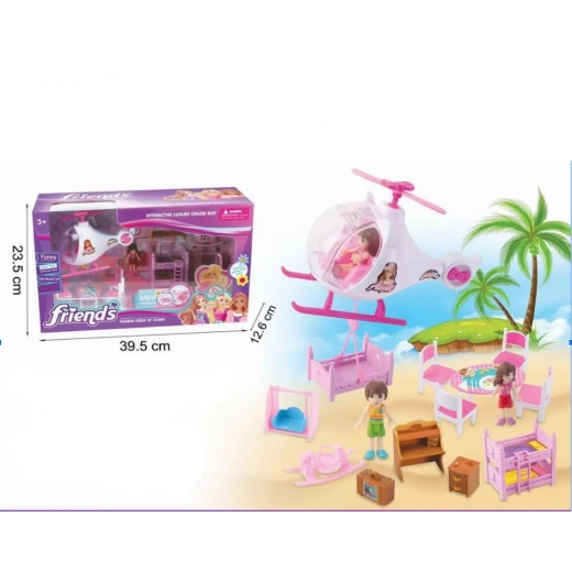 منتج أطفال مميز - Friends Helicopter Toy with Doll Furniture Set: Air and Ground Adventures منتج أطفال مميز - Friends Helicopter Toy with Doll Furniture Set: Air and Ground Adventures