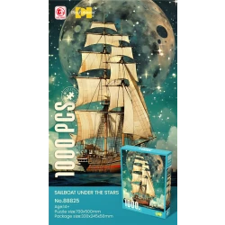 بازل سفينة شراعية تحت النجوم (Sailboat Under The Stars) - 1000 قطعة - مقاس 700x500 مم - هواية للكبار والمراهقين 14+