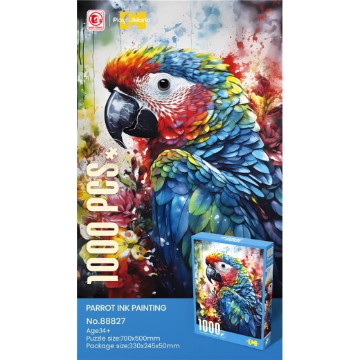 بازل طلاء ببغاء الحبر (Parrot Ink Painting) - 1000 قطعة - مقاس 700x500 مم - فن تجريدي للكبار والمراهقين 14+ - ماي دولي - Image 2