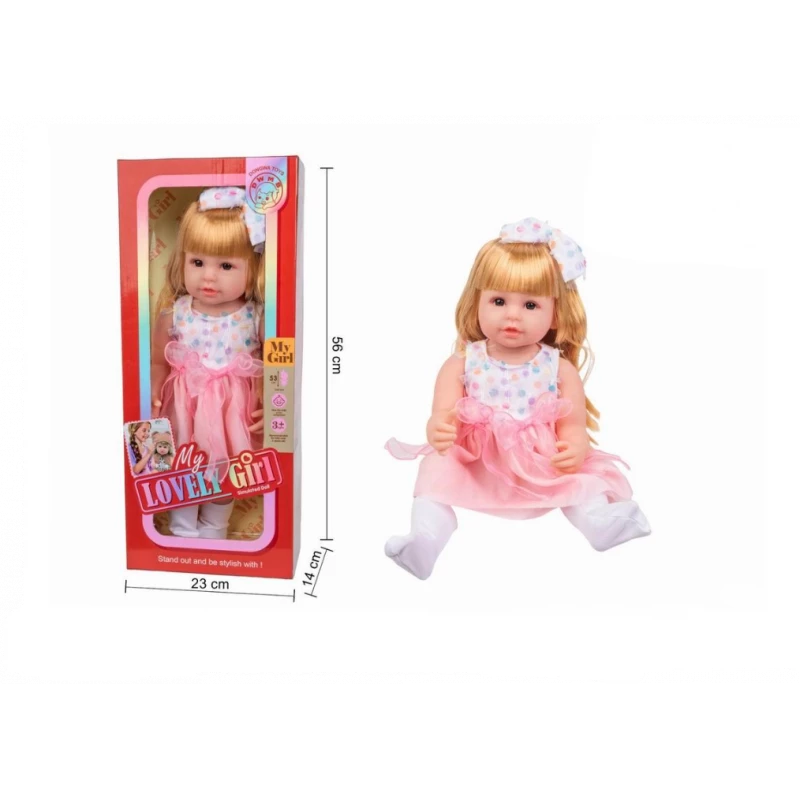 منتج أطفال مميز - Realistic Baby Doll with Blonde Hair & Pink Dress - 56cm Simulated Toy - ماي دولي