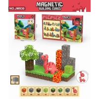 Magnetic Building Cubes (Red Dinosaur My World Theme) - Educational Voxel Construction Toy 3+