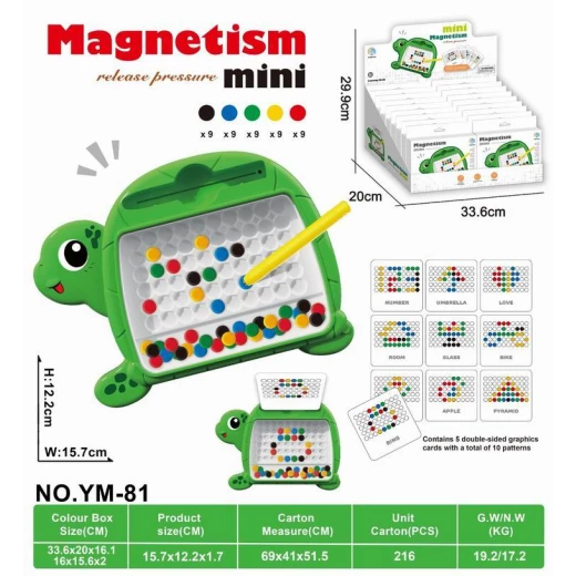 Magnetism Mini Turtle Drawing Board - Educational Magnetic Dot Pen Puzzle Toy with 10 Pattern Cards - My Dolly - Image 2
