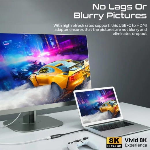 محول USB-C إلى HDMI 8K@60Hz شريحة VMM7100، عرض النطاق الترددي الأقصى 48Gbps، طول الكابل 5 سم/10 سم من بروميت - برو مات - Image 4