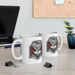 فنجان سيراميك 11 أونصة بتصميم الكوفية الفلسطينية كوب شاي وقهوة مع طباعة على الجانبين، قابل للاستخدام في الميكروويف وغسالة الصحون هدية مثالية لعشاق الشاي والقهوة، للاستخدام في المكتب أو المنزل - بي كرافتّي