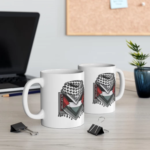 فنجان سيراميك 11 أونصة بتصميم الكوفية الفلسطينية كوب شاي وقهوة مع طباعة على الجانبين، قابل للاستخدام في الميكروويف وغسالة الصحون هدية مثالية لعشاق الشاي والقهوة، للاستخدام في المكتب أو المنزل فنجان سيراميك 11 أونصة بتصميم الكوفية الفلسطينية كوب شاي وقهوة مع طباعة على الجانبين، قابل للاستخدام في الميكروويف وغسالة الصحون هدية مثالية لعشاق الشاي والقهوة، للاستخدام في المكتب أو المنزل