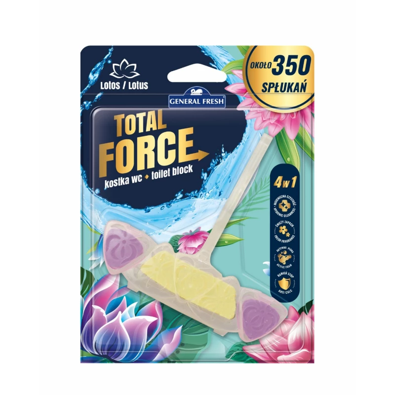 Total Force Toilet Rim Block 3 in 1 Hygiene Cleanliness foaming Intense Lotus 40g - Force