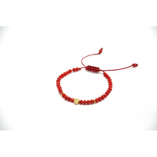 Handmade Crystal Bracelet with Golden Heart Charm