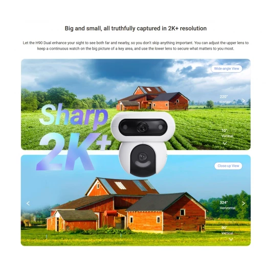 كاميرا مراقبة خارجية EZVIZ 2K+/2K+ مزدوجة العدسة بتقنية Wi-Fi مع رؤية ليلية ملونة وصوت بجودة 2K طراز H90 2K - إزفيز - Image 6