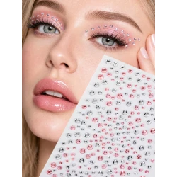 Self-Adhesive Face & Body Rhinestone Gem Stickers – Pink & Clear, 1 Sheet