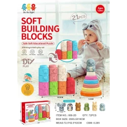 Soft Building Blocks – Safe, Educational & Sensory Puzzle Toy, 21 Pieces