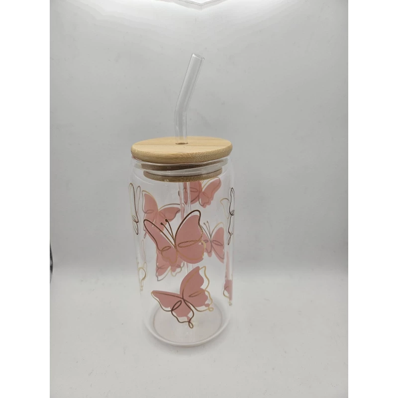 Timeless gifts, a cup with a butterfly design, in apricot and gold colors, 550 ml, 1 piece - Timeless gifts