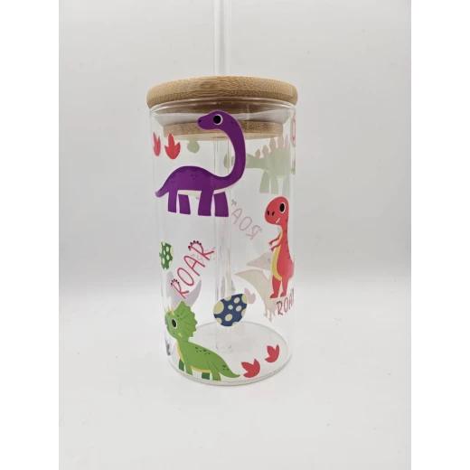 Timeless Gifts, Roar Dinosaur Glass Cup design, 300 ml ,1 piece.