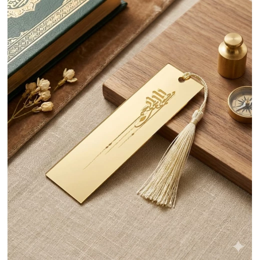 Luxury gold Arabic calligraphy bookmark, size 15×5 cm, featuring an elegant premium design inspired by traditional Arabic art Perfect for books, gifting, and adding a refined luxurious touch to your reading experience - Timeless gifts - Image 4
