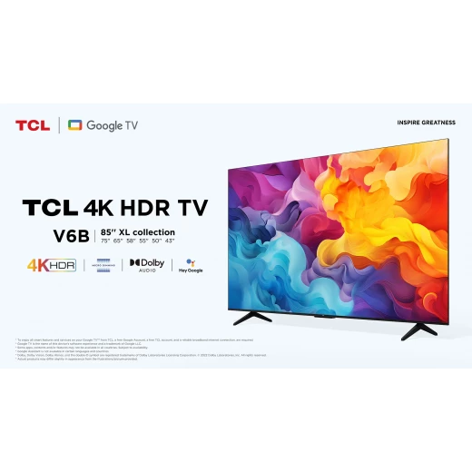 تلفزيون TCL مقاس 139 سم (55 بوصة) – سلسلة معدنية بدون حواف، 4K UHD ذكي LED بنظام Google TV، موديل 55V6B (أسود) – ضمان لمدة سنتين - تي سي ال - Image 19
