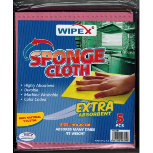 Wipex Sponge Cleaning Cloths – Pack of 5, Super Absorbent & Reusable
