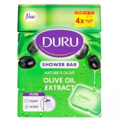 Duru Shower Bar Soap – Olive Oil – Value Pack 4 x 150g – Deeply Nourishing & Moisturizing – 100% Pure Natural Soap