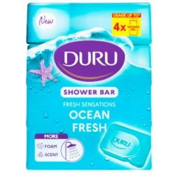 Duru Shower Bar Soap – Ocean Scent – Value Pack 4 x 150g – Deep Cleansing & Long-Lasting Freshness – Pure Bath Bar