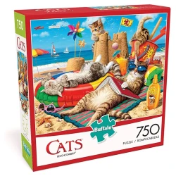Buffalo Games Puzzle - Jigsaw Puzzle 750 Pcs Cats Beachcombers Printed Theme Size 61 x 46 cm (97070)