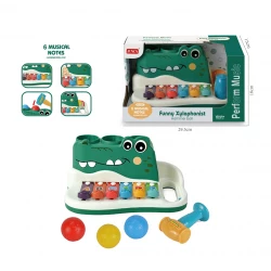 Cartoon Crocodile Musical Hammer Toy for Baby Funny Xylophone 6 Keys Educational Music Baby Set