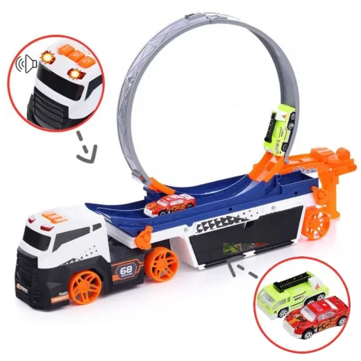 Track City Series Transporter Play set in the shape of a truck with an auto track For Kids 3 years & Older - Rs Toys - Image 4