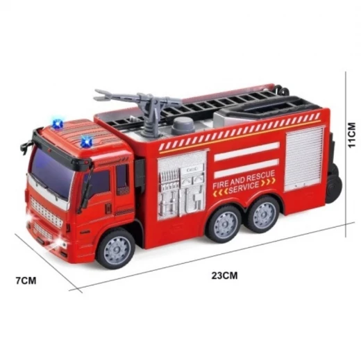 Fire City Rescue Vehicle Water Sprayer Remote Control 1 x car 1 x Charging cable 1 x remote control 1 x battery - Rs Toys - Image 2