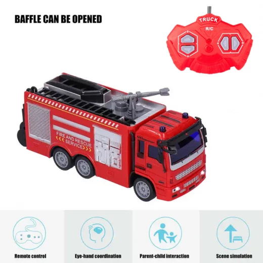 Fire City Rescue Vehicle Water Sprayer Remote Control 1 x car 1 x Charging cable 1 x remote control 1 x battery - Rs Toys - Image 5