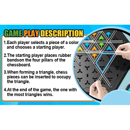 Chain Geometric Chess Game 2 Player & Multiplayer Rubber Band Strategy Game for Family Fun, Problem-Solving & Skill Development Perfect for Parties, Picnics, and Holidays - Rs Toys - Image 9
