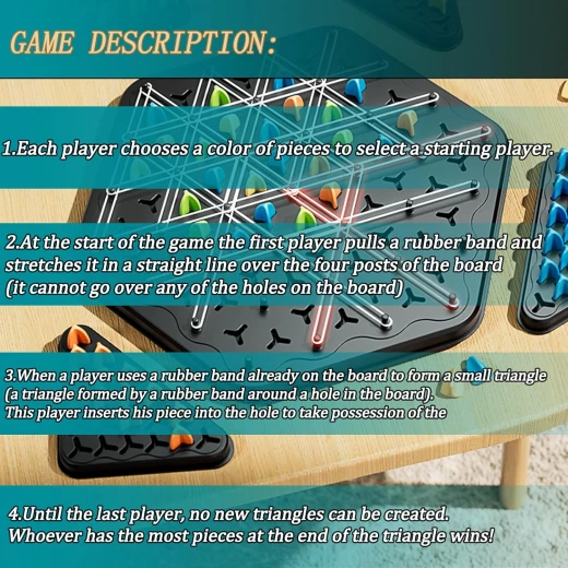 Chain Geometric Chess Game 2 Player & Multiplayer Rubber Band Strategy Game for Family Fun, Problem-Solving & Skill Development Perfect for Parties, Picnics, and Holidays - Rs Toys - Image 2