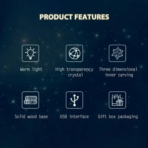 مصباح 3Dt كريستال بتصميم كوكب ساتورن ثلاثي الأبعاد قاعدة خشبية أنيقة يعمل عبر USB إضاءة LED موفرة للطاقة لديكورعصري ومثالي كهدية - ألعاب ار اس - Image 5