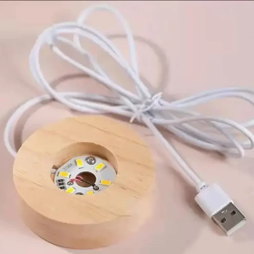 مصباح كريستال ثلاثي الأبعاد 3 Dt بتصميم زهرة وأوراق قاعدة خشبية أنيقة إضاءة LED موفرة للطاقة يعمل عبر USB مثالي لديكور المنزل أو كهدية مميزة - ألعاب ار اس - Image 3