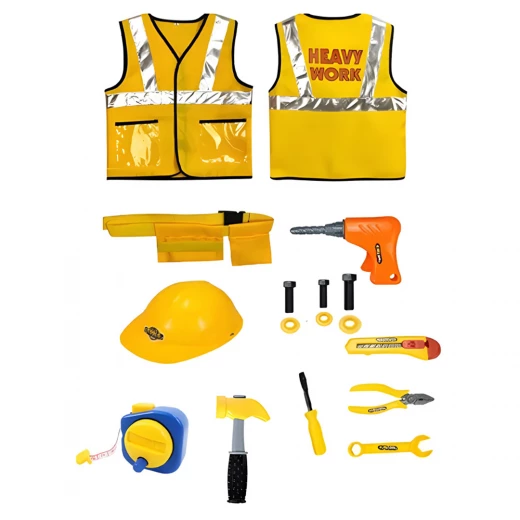 Construction Worker Costume – Kids Role Play Dress up Set (Yellow) For Ages 2–7, Boys - Rs Toys - Image 2