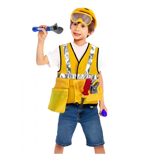 Construction Worker Costume – Kids Role Play Dress up Set (Yellow) For Ages 2–7, Boys Construction Worker Costume – Kids Role Play Dress up Set (Yellow) For Ages 2–7, Boys