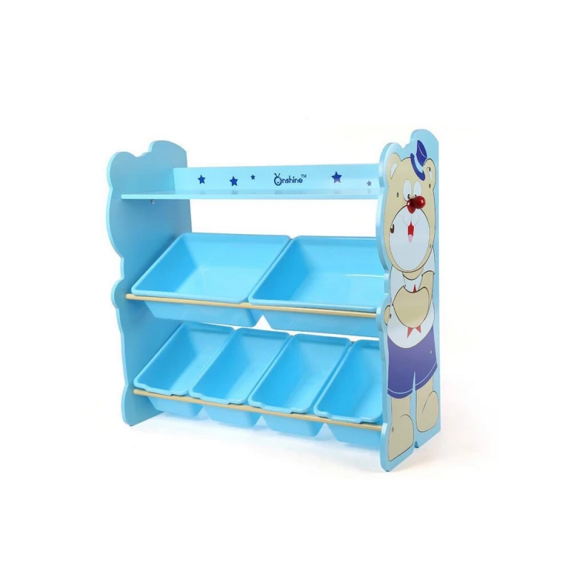 Custom Design Bear Shaped Cute Safe Eco Wooden Toy Storage Shelf - Rs Toys