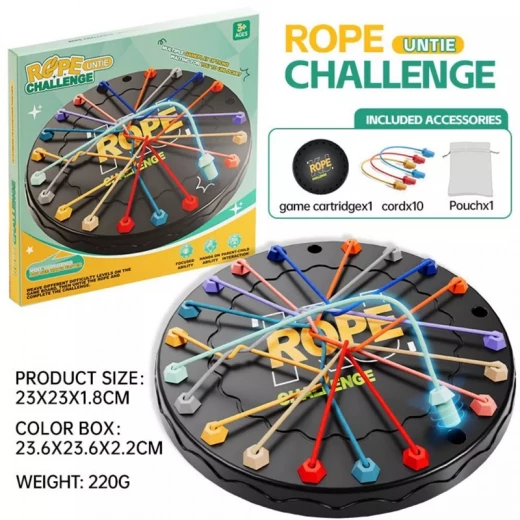 Rope Unite Challenge Board Game , Brain Boosting Rope Puzzle Games, Rope Untangling Board Game, Interactive Rope Knots Challenge Game, Colorful Twisted Rope Sorting Board Game for Family (CZ-010C-RS)) - Rs Toys - Image 9