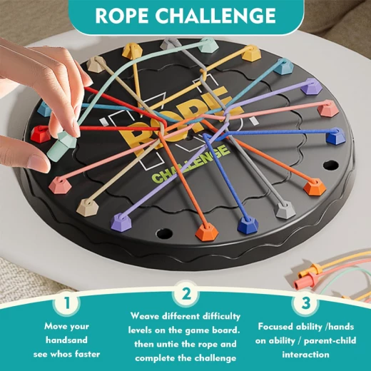 Rope Unite Challenge Board Game , Brain Boosting Rope Puzzle Games, Rope Untangling Board Game, Interactive Rope Knots Challenge Game, Colorful Twisted Rope Sorting Board Game for Family (CZ-010C-RS)) - Rs Toys - Image 6