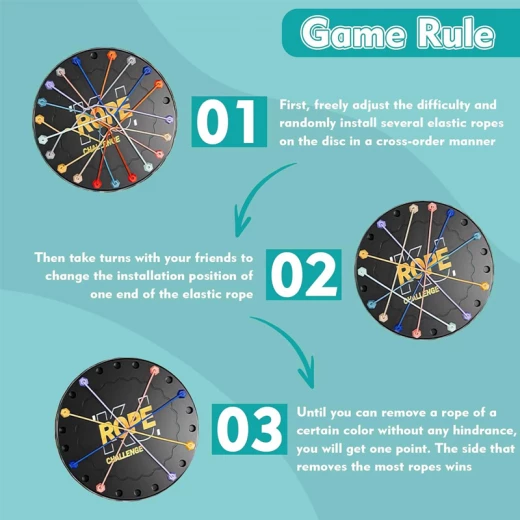 Rope Unite Challenge Board Game , Brain Boosting Rope Puzzle Games, Rope Untangling Board Game, Interactive Rope Knots Challenge Game, Colorful Twisted Rope Sorting Board Game for Family (CZ-010C-RS)) - Rs Toys - Image 5