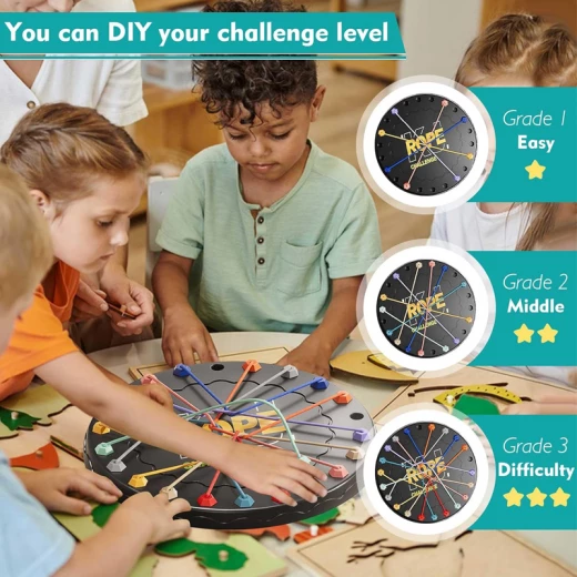 Rope Unite Challenge Board Game , Brain Boosting Rope Puzzle Games, Rope Untangling Board Game, Interactive Rope Knots Challenge Game, Colorful Twisted Rope Sorting Board Game for Family (CZ-010C-RS)) - Rs Toys - Image 4