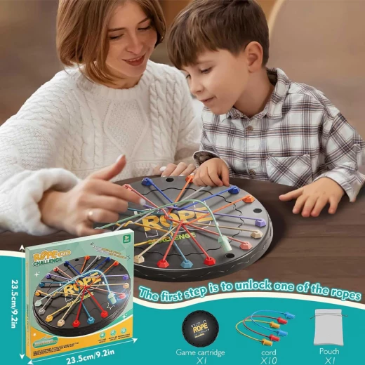 Rope Unite Challenge Board Game , Brain Boosting Rope Puzzle Games, Rope Untangling Board Game, Interactive Rope Knots Challenge Game, Colorful Twisted Rope Sorting Board Game for Family (CZ-010C-RS)) - Rs Toys - Image 3