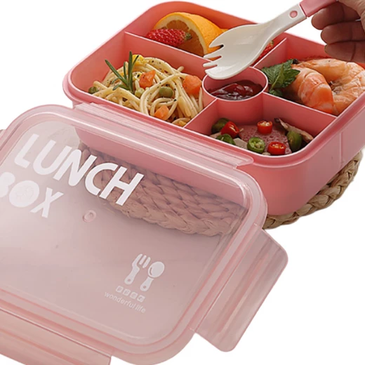 Wonderful Life Lunch Box Transparent Box 5 Compartments with Fork Spoon , BPA Free , Leak Resistant , Microwaveable Heating Bento Box with Tableware 1000 ml (1000-RS) Wonderful Life Lunch Box Transparent Box 5 Compartments with Fork Spoon , BPA Free , Leak Resistant , Microwaveable Heating Bento Box with Tableware 1000 ml (1000-RS)